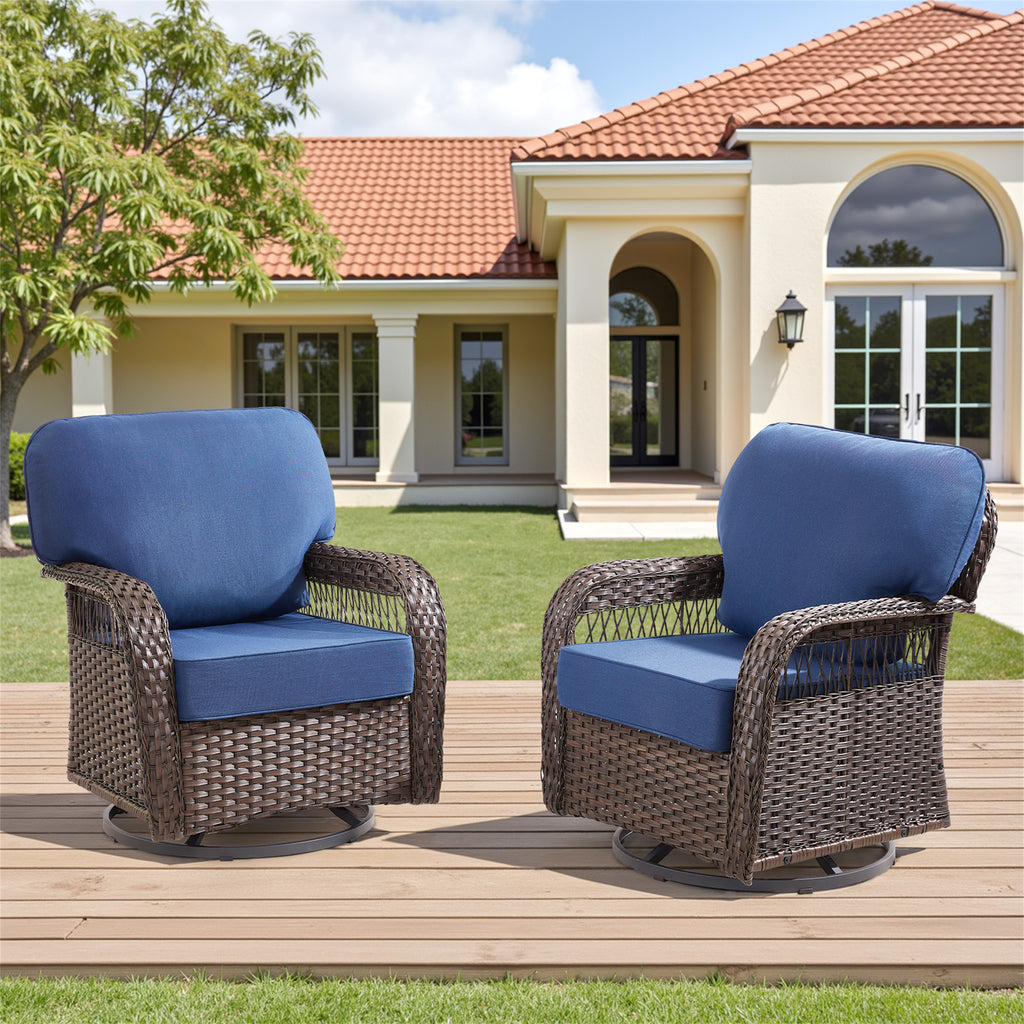 Arnahaishe Outdoor Swivel Glider Chairs Set of 2, Patio Swivel Rockers with 5" Cushions, Ideal for Porch Yard