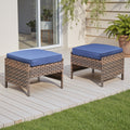 Arnahaishe Outdoor Ottoman Set of 2, All-Weather Wicker Patio Rattan Seat Foot Rest with Removable Cushions