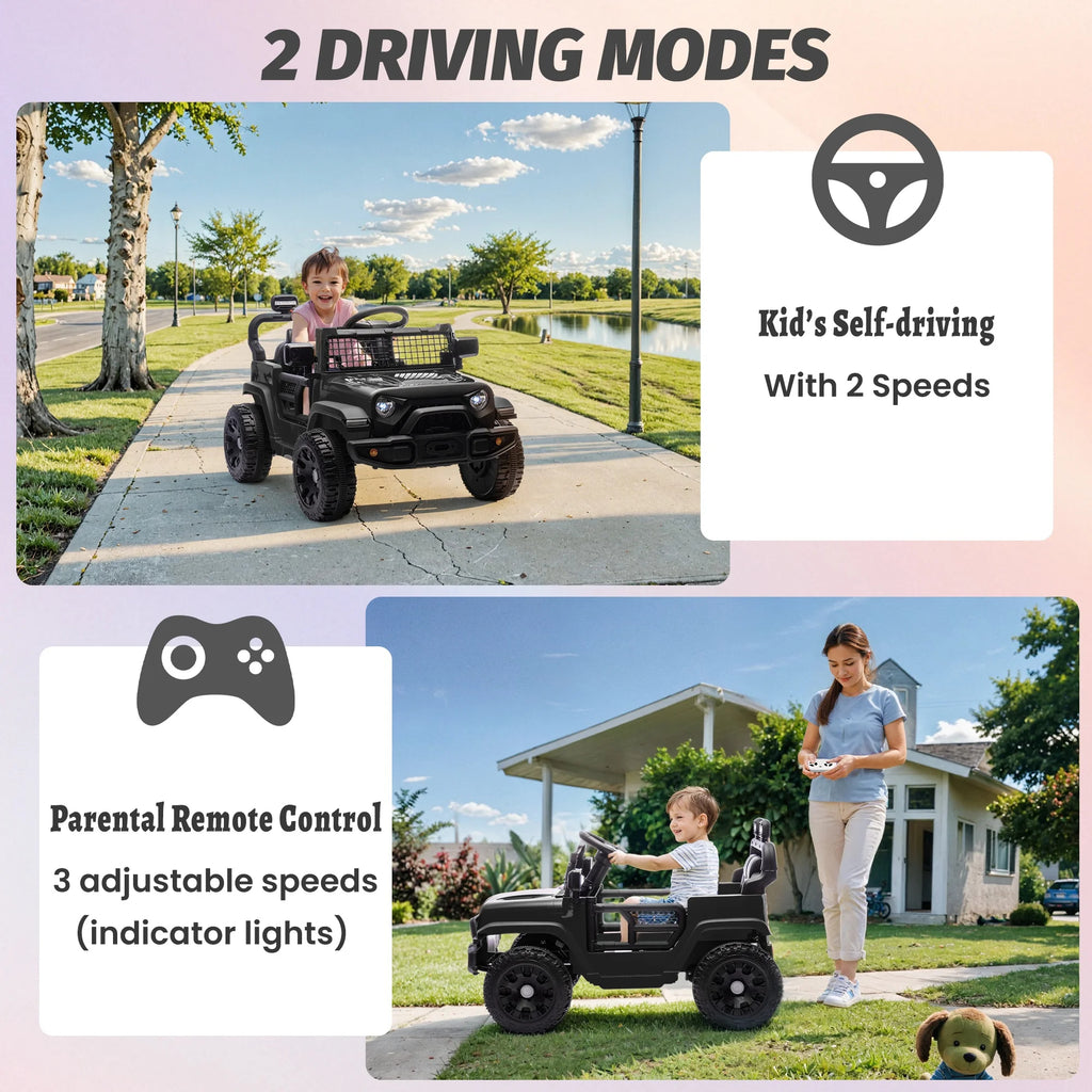 Arnahaishe 24V Electric Jeep Kids Ride On Car w/Parents Remote Control, 4-Wheel Suspension, 2WD, Power Display, Bluetooth MP3, LED Headlights for Ages 2-5