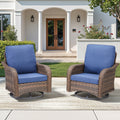 Arnahaishe Ourdoor Wicker Rocking Swivel Glider Rocker Patio Cushioned Chairs Set of 2 for Porch Balcony Backyard