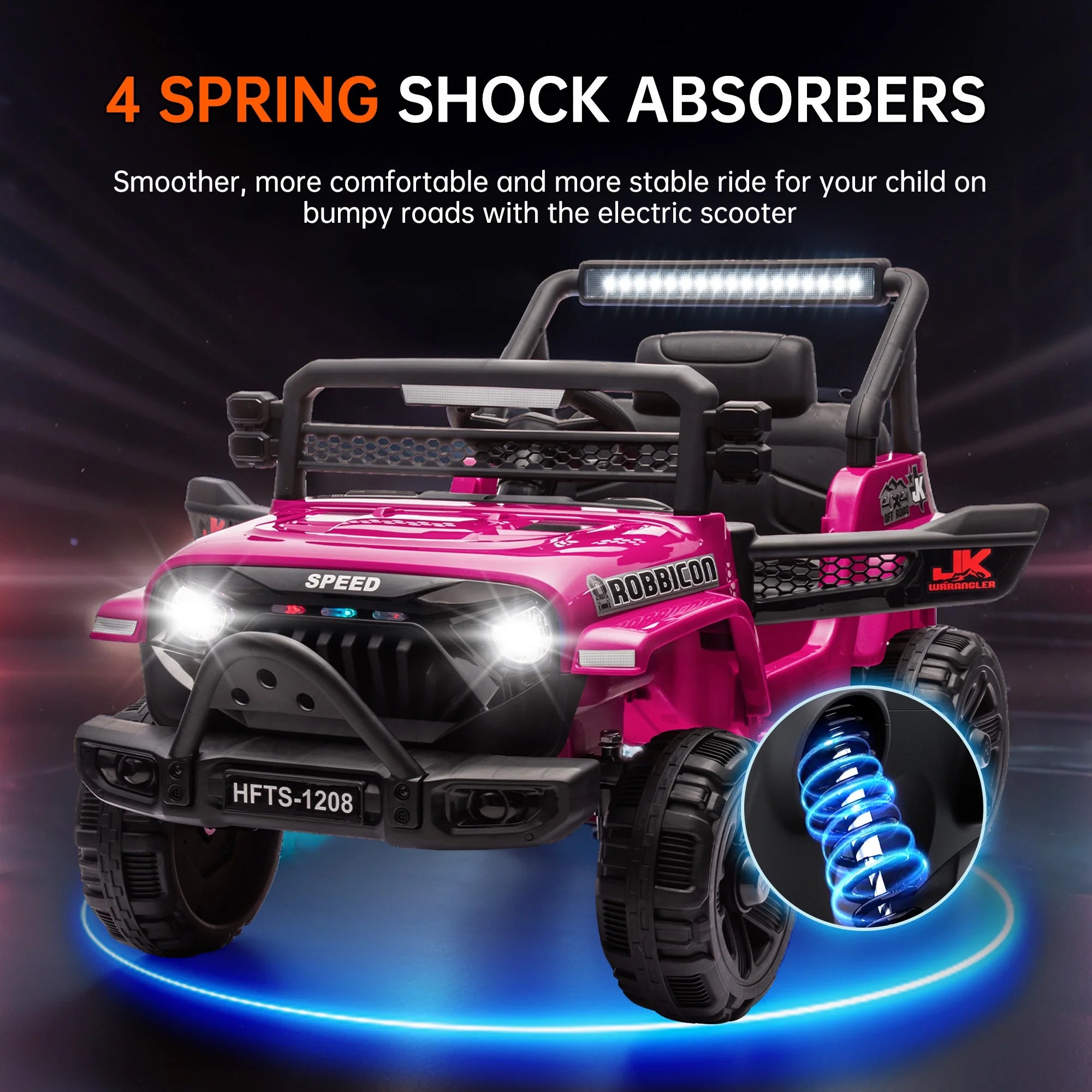 Arnahaishe 12V Electric Jeep, Battery Powered Ride-On Toy Truck for Kids 1-4, Pink