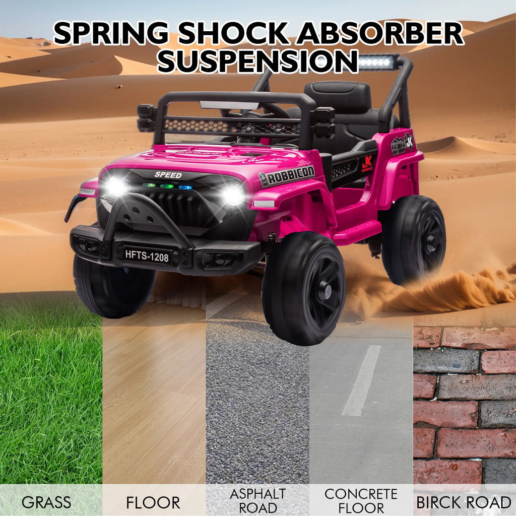 Arnahaishe 12V Electric Jeep, Battery Powered Ride-On Toy Truck for Kids 1-4, Pink