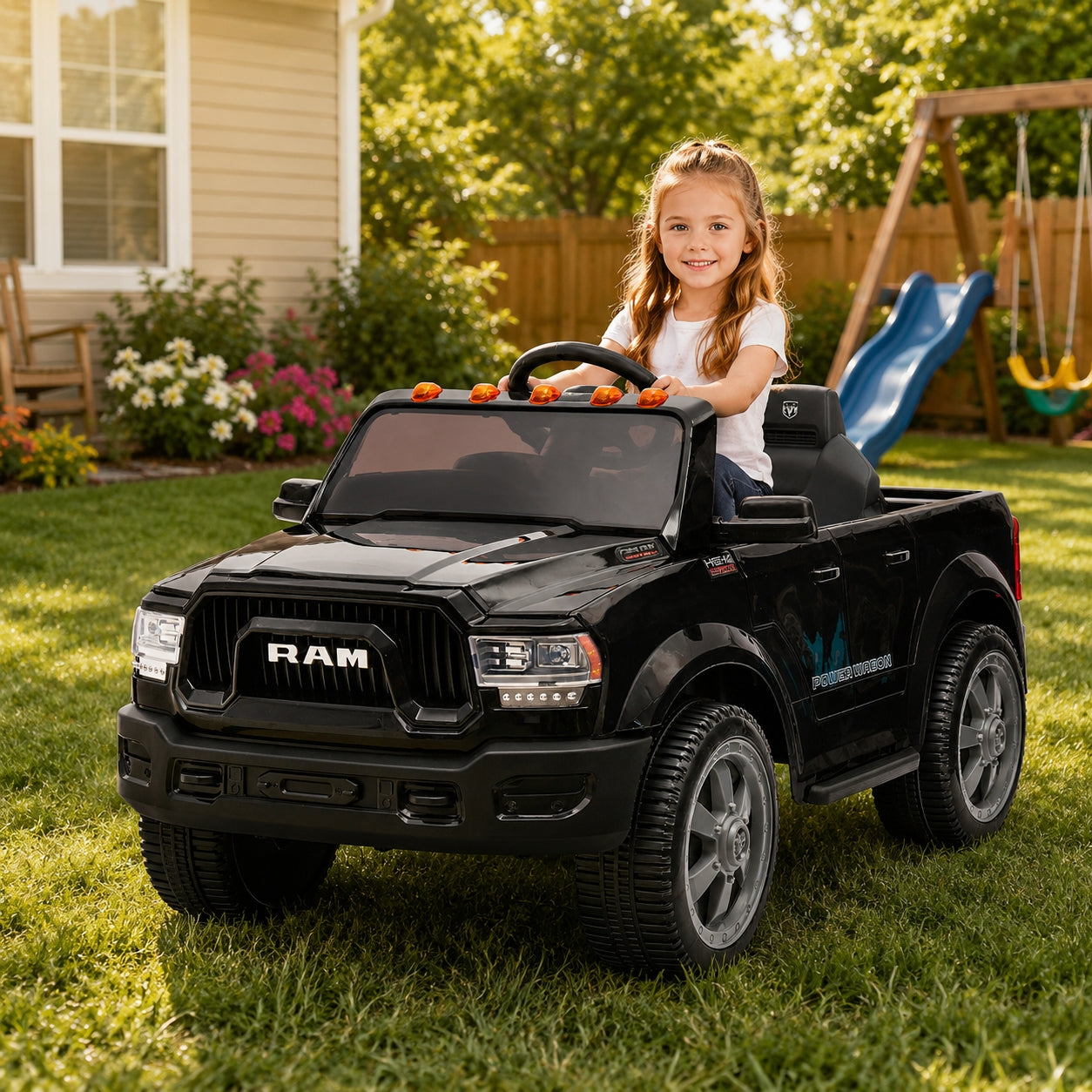 Arnahaishe 12V Electric Ride On Car Toys with Parents Control, 3-speed Adjustment,Bluetooth and Music, Gift Pickup For Kids Aged 3-5
