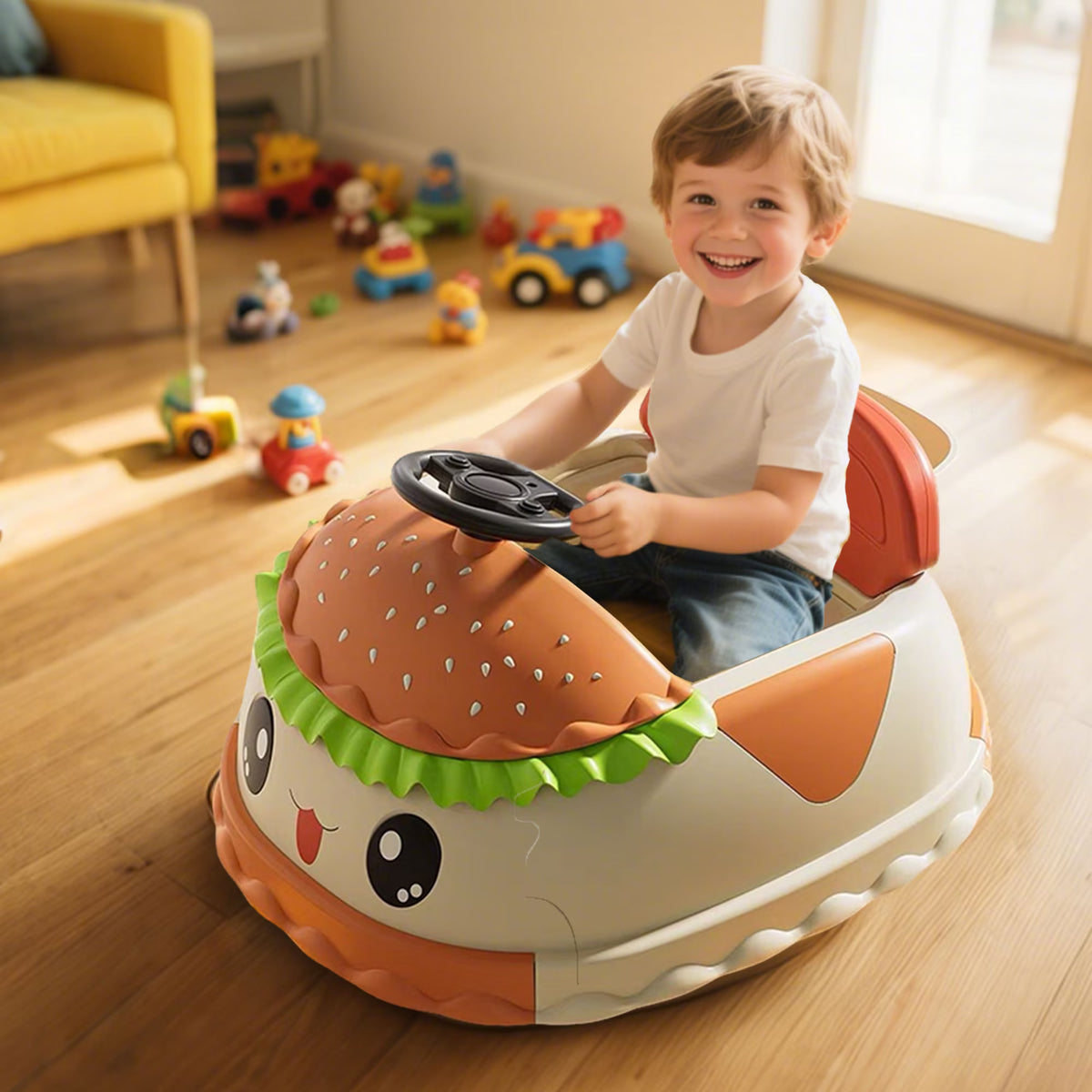 Arnahaishe 12V Ride On Electric Bumper Car Toys with Parents Control, Bluetooth, Music and LED Light for Kids Aged 2-5