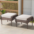 Arnahaishe Outdoor Ottoman Set of 2, All-Weather Wicker Patio Rattan Seat Foot Rest with Removable Cushions