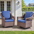 Arnahaishe Outdoor Swivel Glider Chairs Set of 2, Patio Swivel Rockers with 4" Blue Cushions, Ideal for Porch Yard