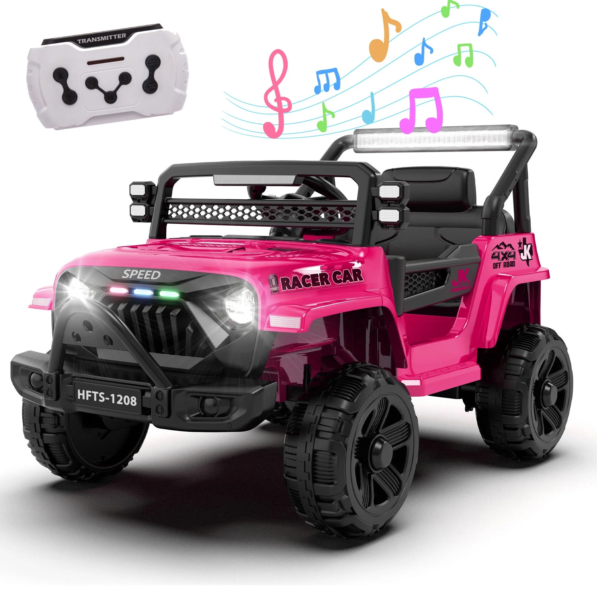 Arnahaishe 12V Electric Jeep, Battery Powered Ride-On Toy Truck for Kids 1-4, Pink