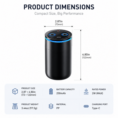 Arnahaishe Smart Home Car Air Freshener Diffuser with Dual Fragrance and Starry Ceiling Projection