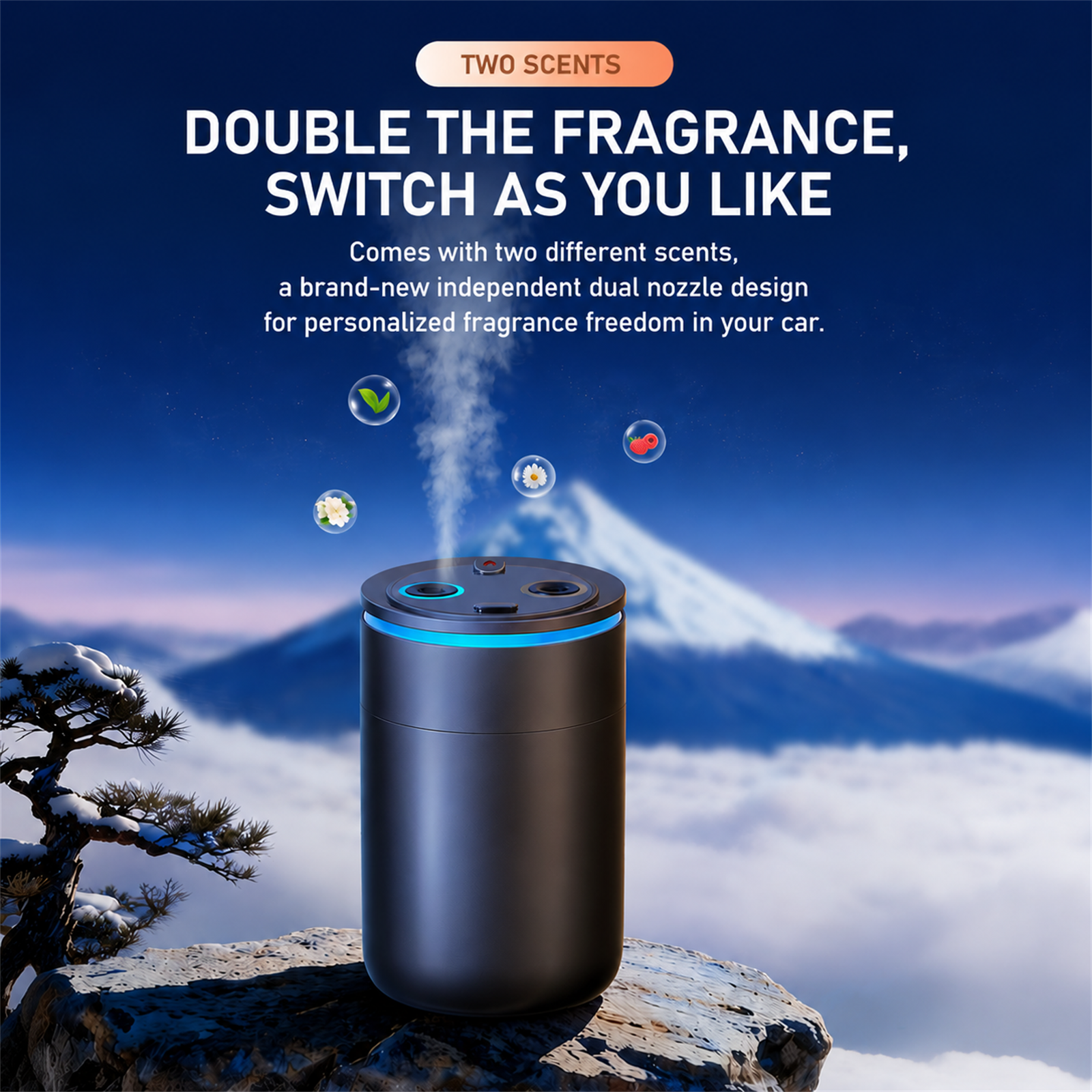 Arnahaishe Smart Home Car Air Freshener Diffuser with Dual Fragrance and Starry Ceiling Projection
