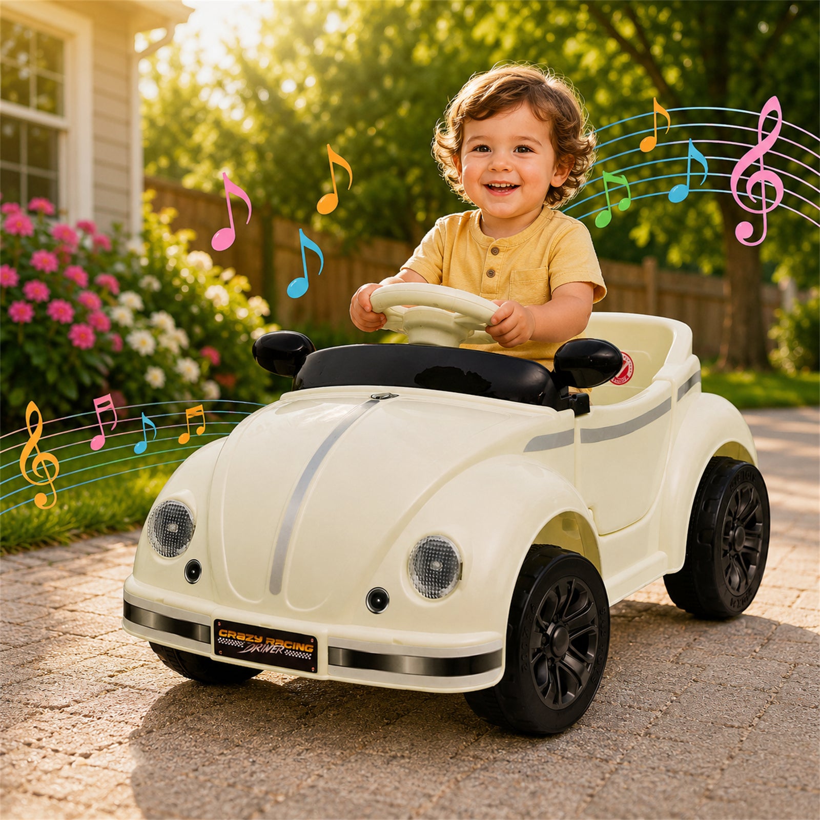 Arnahaishe 12V Kids Ride On Car Toy with Parental Remote Control, USB and Bluetooth, Gift for Kids Aged 2-4