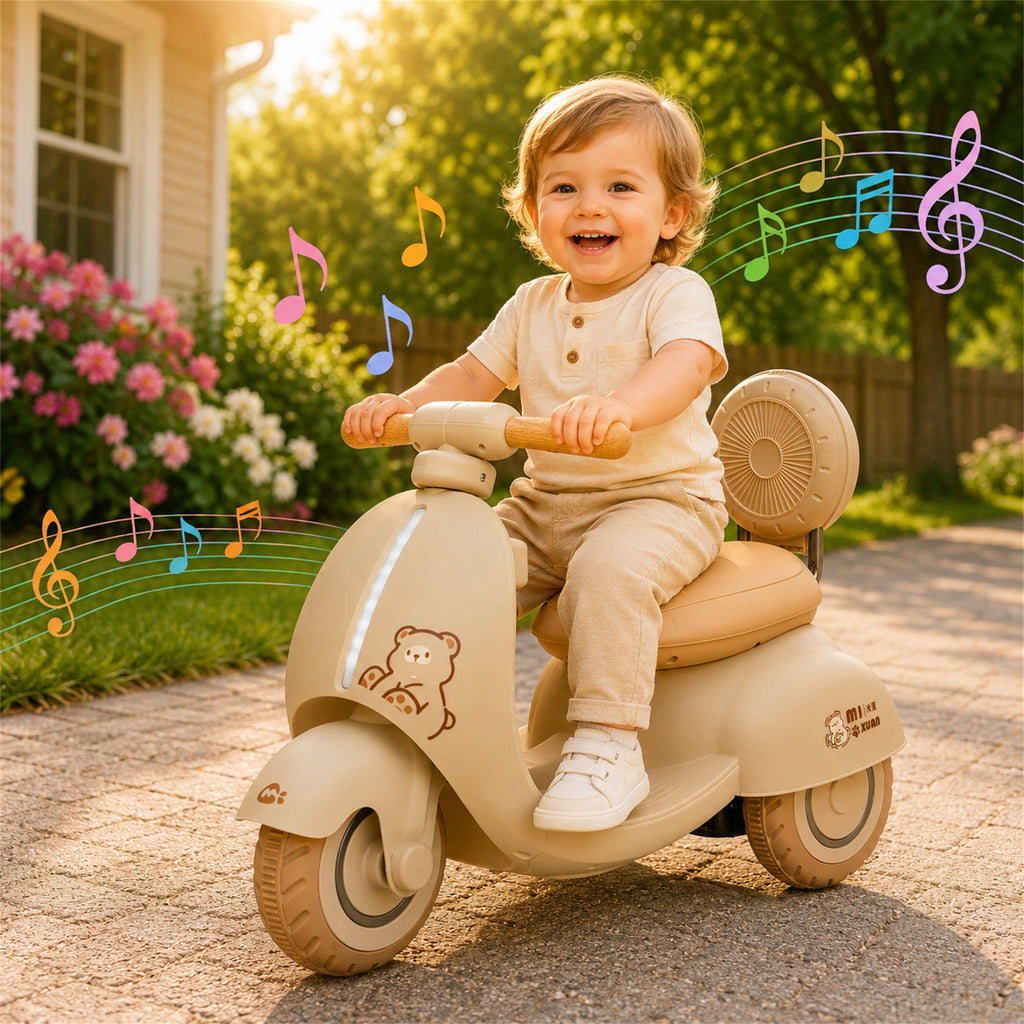 Arnahaishe 12V Electric Car Ride On Scooter Toy with Parents Control, Bluetooth and LED Light, Gift For Aged 1-3