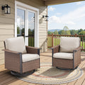 Arnahaishe Outdoor Swivel Rocking Glider Chairs Patio Wicker Rockers Set of 2, with Wide Armrest for Porch Deck Yard