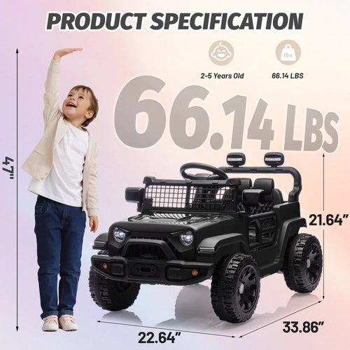 Arnahaishe 24V Electric Jeep Kids Ride On Car w/Parents Remote Control, 4-Wheel Suspension, 2WD, Power Display, Bluetooth MP3, LED Headlights for Ages 2-5