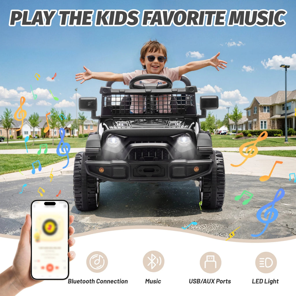 Arnahaishe 24V Electric Jeep Kids Ride On Car w/Parents Remote Control, 4-Wheel Suspension, 2WD, Power Display, Bluetooth MP3, LED Headlights for Ages 2-5