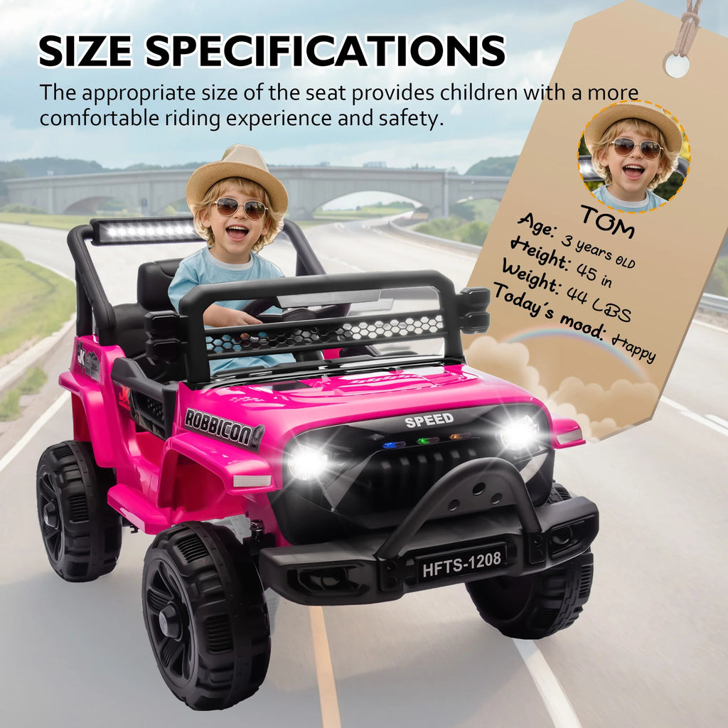 Arnahaishe 12V Electric Jeep, Battery Powered Ride-On Toy Truck for Kids 1-4, Pink